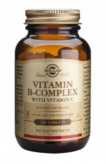 Complex de vitamine B cu vitamina C, B-Complex with C, 100 tablete, Solgar foto