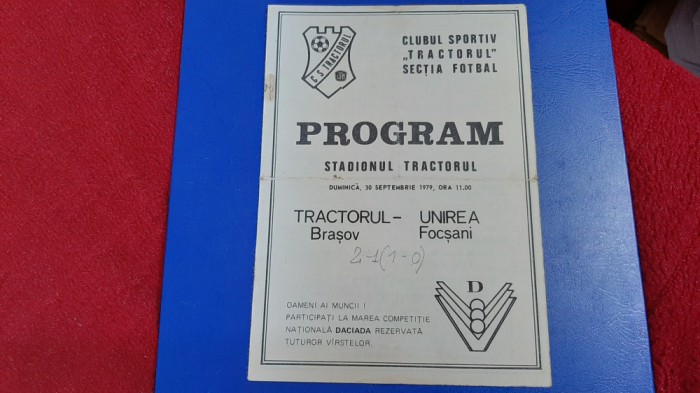 program Tractorul Brasov - Unirea Focsani