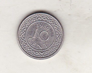 bnk mnd Surinam 10 centi 1989
