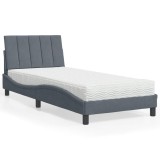 VidaXL Pat cu saltea, Hanko, gri &icirc;nchis, 90x190 cm, catifea 3208569