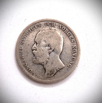 SUEDIA 1 krona 1901 _ moneda argint rara km # 760 AG. 800 foto