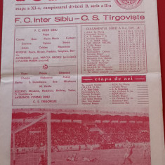 Program meci fotbal FC INTER SIBIU - CS TARGOVISTE (02.11.1986)