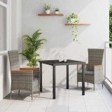 vidaXL Set de masă pentru grădină cu pernă 3 pcs Gri Rattan poli