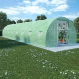 Sera Gradina vidaXL 36 m&sup2; 1200x300x200cm Verde Polietilena + Otel Galvanizat, 16 Ferestre, Usa 100x185cm