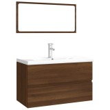 Cumpara ieftin Set de mobilier de baie, stejar maro, lemn prelucrat
