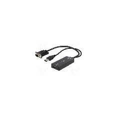 Cablu HDMI - VGA, D-Sub 15pin HD mufa, HDMI soclu, USB A mufa, {{Lungime cablu}}, negru, LOGILINK - CV0060