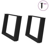 VidaXL Picioare pentru măsuță de cafea &icirc;n formă de U, 2 buc., negru, 70x(42-43) cm, oțel