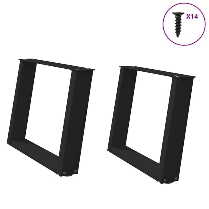 vidaXL Picioare pentru măsuță de cafea &icirc;n formă de U, 2 buc., negru, 70x(42-43) cm, oțel 4012772