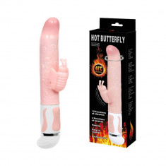 Vibrator Cu Functie Incalzire Si Rotatii Hot Butterfly, Roz, 26.5 cm foto