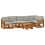 vidaXL Set canapea sectională cu pernă 6 pcs Natural și gri deschis 3384447