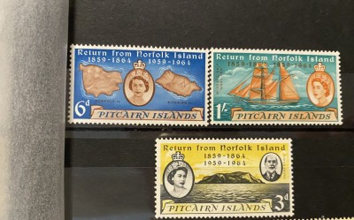 PC314 - PITCAIRN ISLANDS 1961 Aniversare Pitcairn, serie MNH, 3v foto