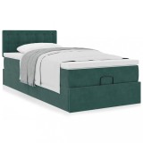 Gossi cadru de pat otoman cu saltea catifea verde inchis 90x200cm