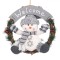Decoratiune Suspendabila de Craciun, Coronita, Lemn, Om de Zapada, Culoare Gri, Diametru 30 cm, Mesaj Welcome