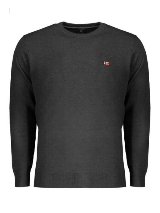 Pulover bărbați fară fermoar cu decolteu la baza g&acirc;tului, logo, Negru, XL