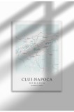 Poster Canvas cu Harta Orașului Cluj-Napoca - Rom&acirc;nia &ndash; Print Digital Ne&icirc;nramat | A4 (21 x 29.7 cm)