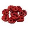 Set 10 opritori pentru snur cu 2 gauri Crisalida, 20 x 20 mm, Rosu inchis