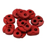 Set 10 opritori pentru snur cu 2 gauri Crisalida, 20 x 20 mm, Rosu inchis