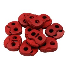 Set 10 opritori pentru snur cu 2 gauri Crisalida, 20 x 20 mm, Rosu inchis