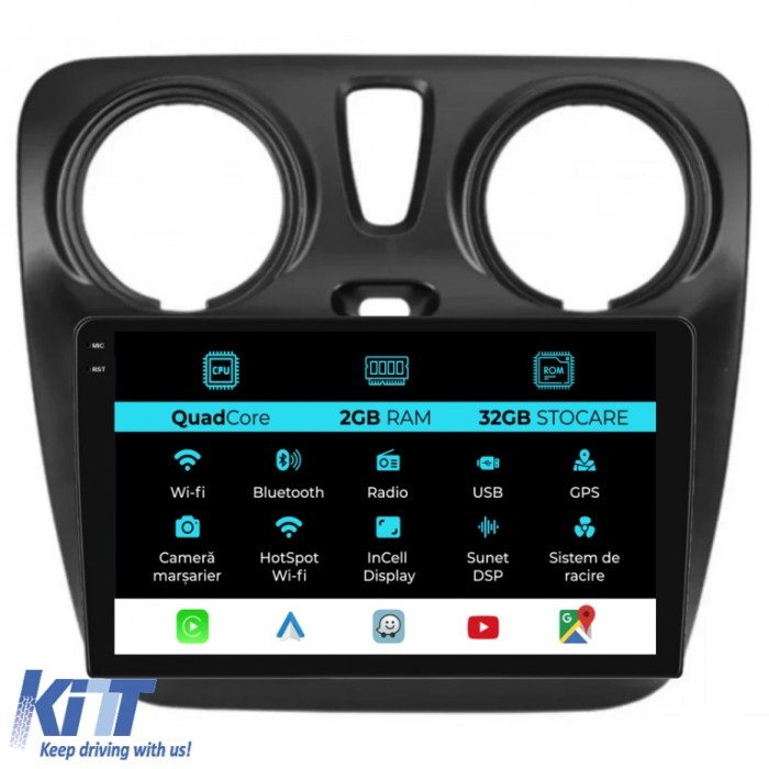 Navigatie Dedicata Dacia Dokker Lodgy (2012-2020),Incell 9Inch, 2Gb Ram, 32Gb Stocare, Carplay Performance AutoTuning
