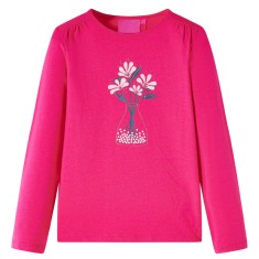 Tricou pentru copii cu m&acirc;neci lungi, roz aprins, 116