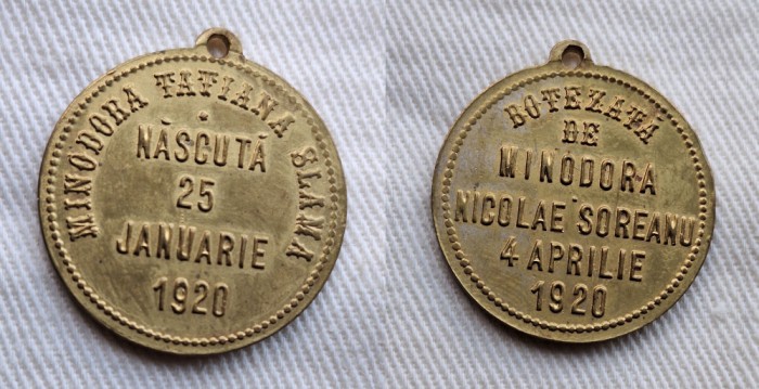 MARTURIE DE BOTEZ, mini medalion vechi din anul 1920 - perioada regala Romania