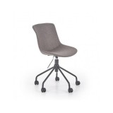 Scaun birou copii HM Doblo, ergonomic, roti pivotante, cadru cromat, stofa, inaltime ajustabila, 100 kg, gri