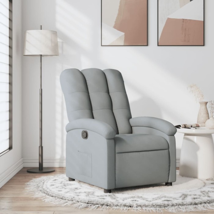 vidaXL Fotoliu rabatabil, gri deschis, material textil