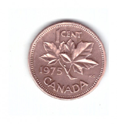 Moneda Canada 1 cent 1975, stare foarte buna, curata foto