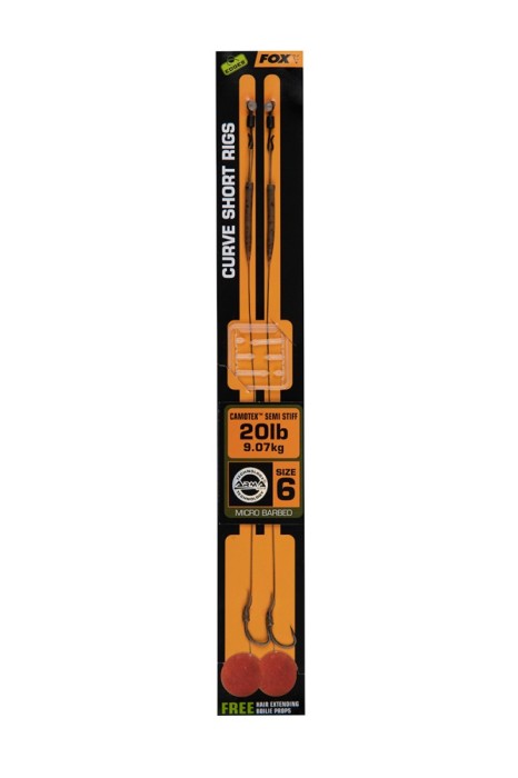 Carlige Legate Fox Edges Curve Short nr 6 Camotex Semi Stiff Coated braid 20lb 2 buc
