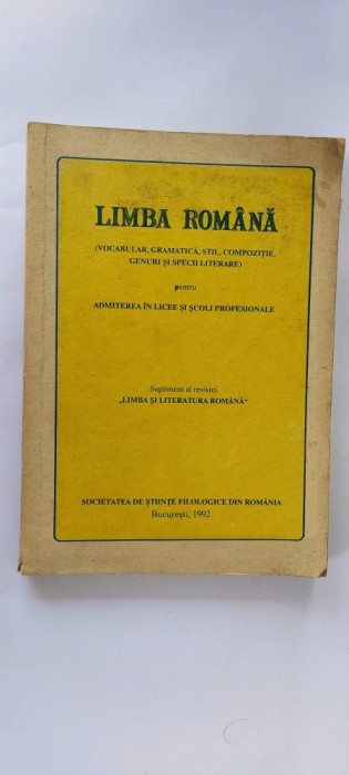 LIMBA ROMANA VOCABULAR GRAMATICA STIL COMPOZITIE GENURI SI SPECII LITERARE