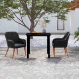 VidaXL Set mobilier de grădină cu perne, 3 piese, negru
