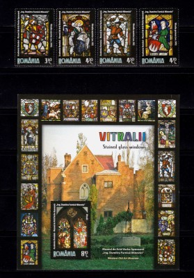 ✅RO 2011 LP 1910 +1911&amp;quot;Vitralii Muzeul Ing. Minovici&amp;quot; , serie+ colita 509 , MNH foto