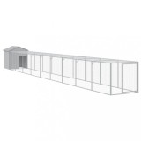 Cumpara ieftin Cotet pui cu incinta gri deschis 117x1017x123cm otel galvanizat