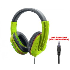 Casti Gaming cu microfon, Active P30, stereo, model mare ,1 x jack 3.5mm 4pini, pentru calculator (cu adaptor), laptop, consola, telefon