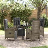 VidaXL Set de masă pentru grădină cu pernă 5 pcs Gri Rattan poli