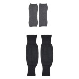 Cumpara ieftin Set 2 perechi de genunchiere termice pentru femei, 45 x 15.5 cm, 29 x 13 cm, bumbac, negru, gri