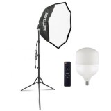 Softbox Parabolic, LED 150W, telecomanda control la distanta, stand ajustabil, iluminare profesionala pentru studio foto si video