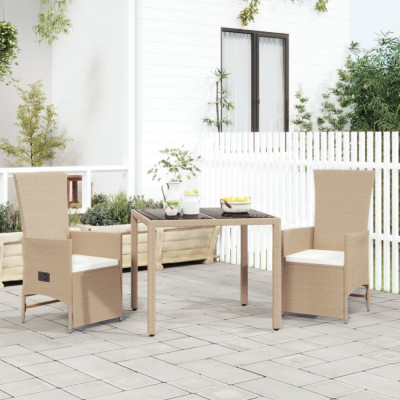 vidaXL Set mobilier de grădină cu perne, 3 piese, bej, poliratan foto