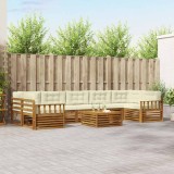 vidaXL Set de canapele de exterior cu pernă 8 pcs Natural și Crem 3373170