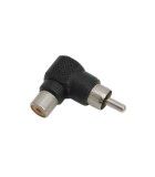 Adaptor la 90 grade RCA tata - RCA mama plastic negru, Oem
