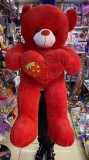 Urs mare de plus rosu cu inima capsuna 1,1m