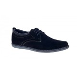 Pantofi barbati casual din piele naturala antilopa - Model Negru 338 VELN