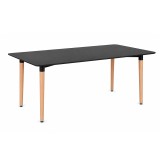 Masa Dining Leziter Verona 150 cm Negru MDF Fag Capacitate 4-6 Persoane