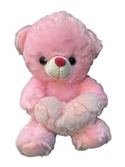 Urs roz de plus cu inima cu trandafiri