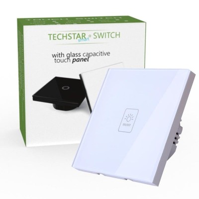 Resigilat Intrerupator Touch Techstar&amp;reg; TG02, Sticla Securizata, Design Modern, Iluminare LED, 1 Faza, Alb foto
