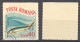 ROMANIA Acvariul Constanta 40 Bani eroare nedantelata pe latura de sus, la marginea de coală, stampilata