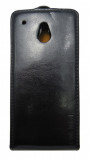 Husa flip neagra (interior bej) pentru HTC One Mini (M4), Cu clapeta, Piele Ecologica