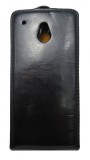Husa flip neagra (interior bej) pentru HTC One Mini (M4)
