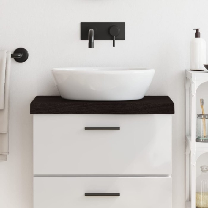vidaXL Blat de baie, gri &icirc;nchis, 60x30x(2-6) cm, lemn masiv tratat