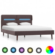 vidaXL Cadru de pat cu LED-uri, gri taupe, 120x200cm, material textil foto